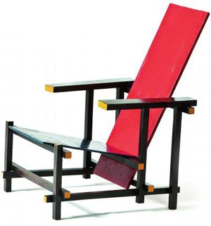 Elementares Sitzen in Rot-Blau-Gelb: der mit Rietveld identifizierte
Stuhl. Elementares Sitzen in Rot-Blau-Gelb: der mit Rietveld identifizierte
Stuhl.
