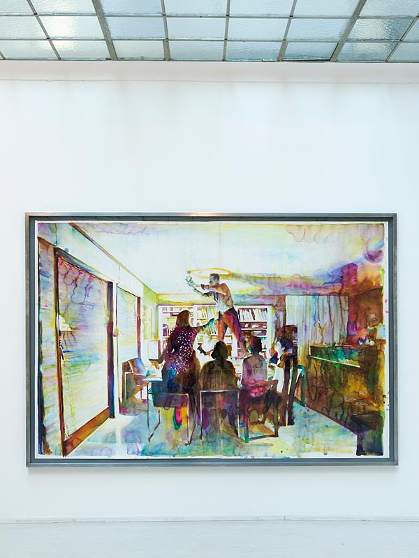 Der Vater sorgt für Licht am Abendbrottisch: Aquarell "Abendessen" (2012) in der Schau "Blind Spot". 