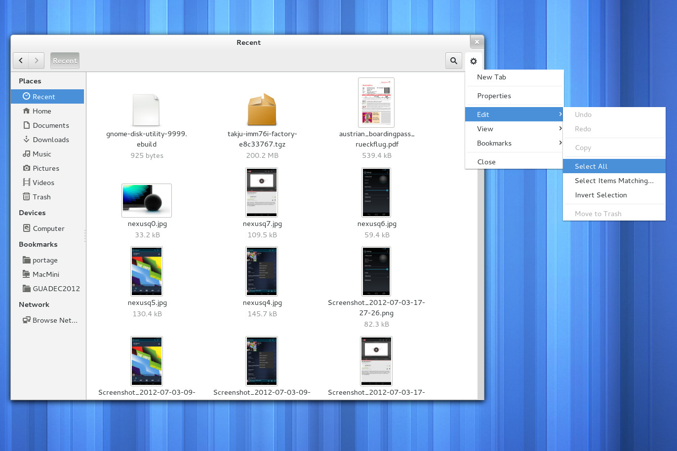 Der Dateimanager Nautilus (der nun offiziell nur mehr als "Files" geführt wird) präsentiert sich in GNOME 3.5.4 signifikant verändert.