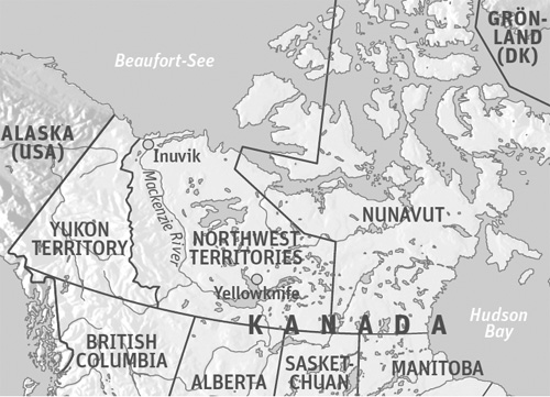 Anreise &amp; Unterkunft
Flug: mit Austrian / Air Canada via Calgary weiter nach Yellowknife für rund 1280 €. Von Yellowknife aus Flüge mit First Air oder Canadian North mehrmals wöchentlich in zwei Flugstunden nach Inuvik; Tickets rund 700 €. Übernachtung z. B. im Arctic Chalet ab ca. 80 €, im MacKenzie Hotel ab ca. 150 € pro Doppelzimmer. Pick-up-Truck-Wohnmobil bei Canusa Touristik ab Whitehorse/Yukon ab ca. 450 € / Woche. Weitere Infos: Northwest Territories Tourism, Tel. 001/867/8735007, www.spectacularnwt.com. 