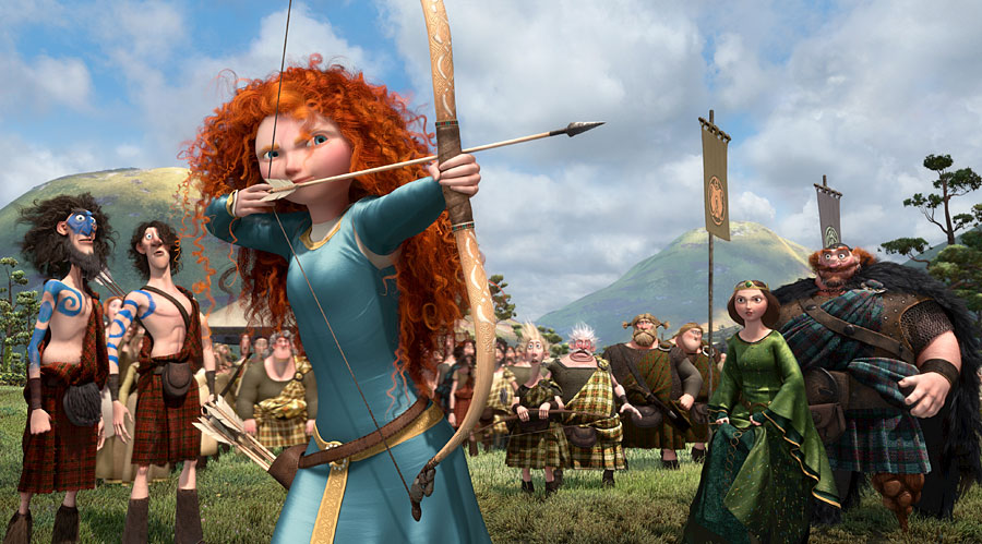 Merida, eine jugendliche Prinzessin  aus dem Hause Pixar, die die 
männliche Konkurrenz nicht nur  mit Pfeil und Bogen überrascht.   