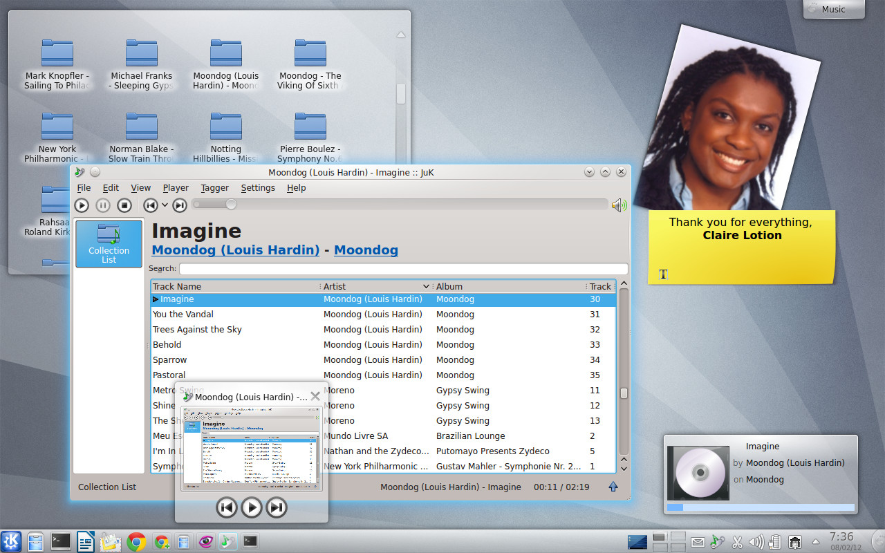 KDE 4.9 ist dem Andenken von KDE-Community-Mitglied Claire Lotion gewidmet, die im vergangenen Mai verstorben ist.