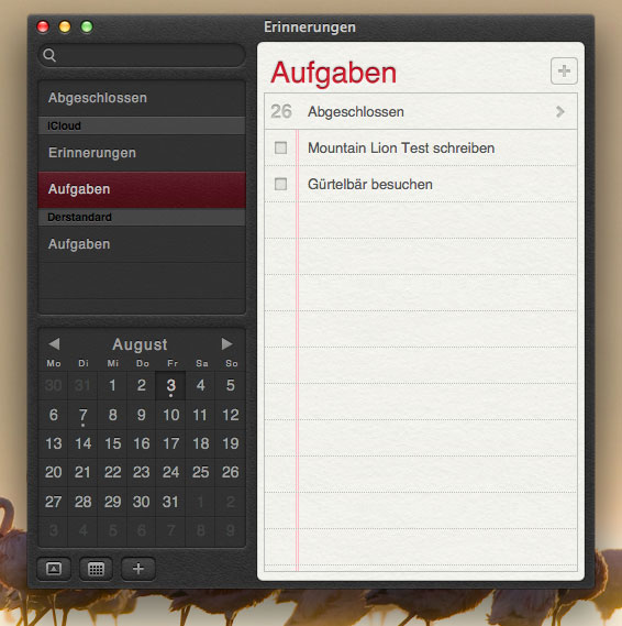Aufgaben haben unter Mountain Lion eine eigene App erhalten. 