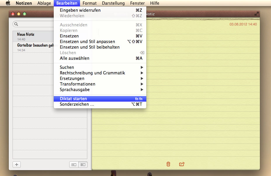 Überall, wo man unter Mountain Lion tippen kann, lässt sich auch die Diktierfunktion nutzen. 