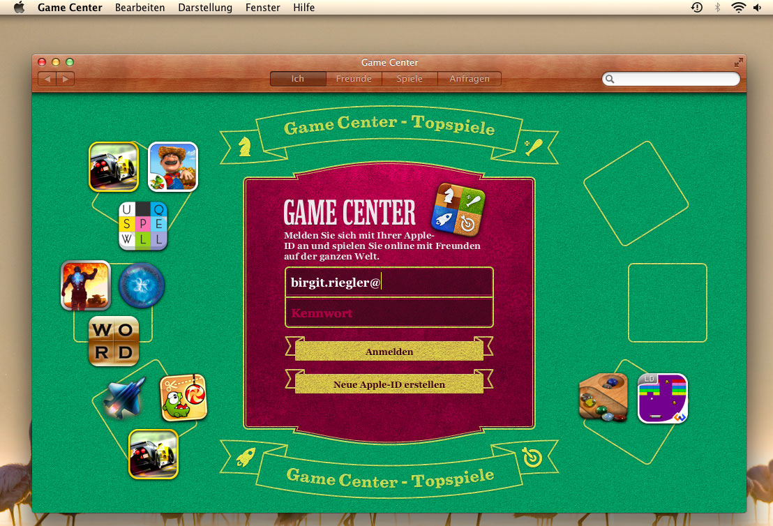 Eine weitere iOS-App unter Mountain Lion: das Game Center.