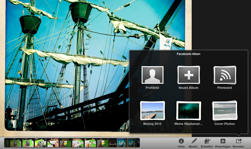 In der aktuellen iPhoto-Version ist Facebook schon integriert. 