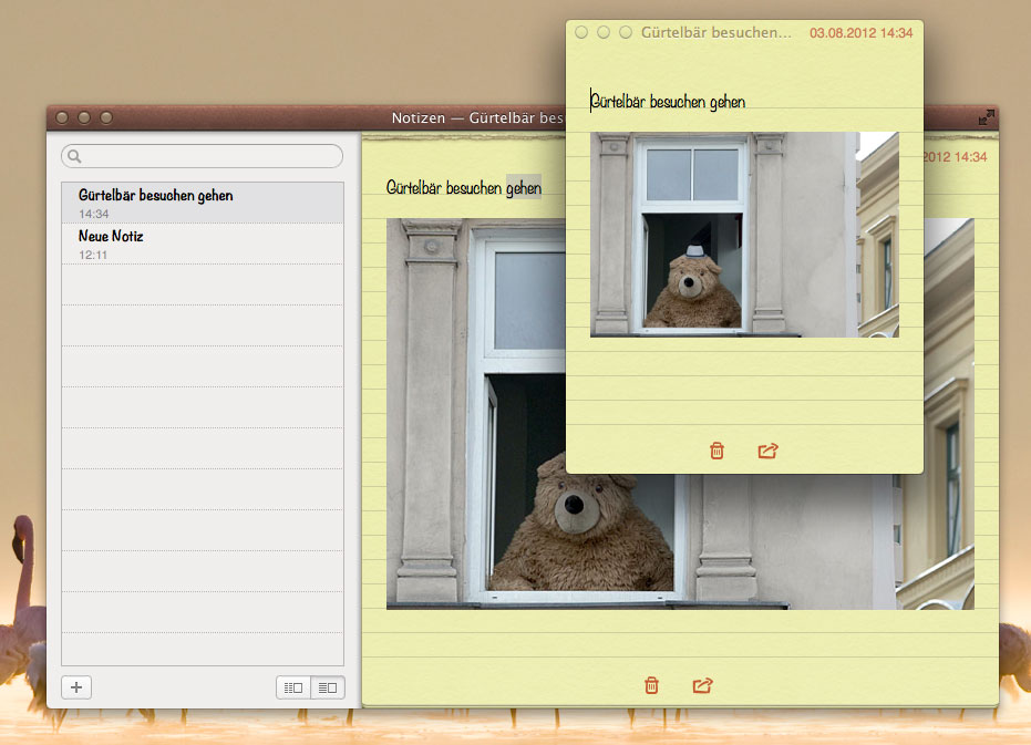 In der Desktop-Version von Notizen können Fotos eingebunden werden. 