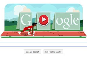 Google Doodle für den Hürdenlauf. 