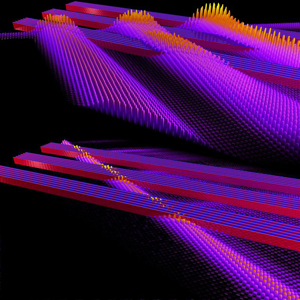 Kommt ein Lichtstrahl von links, so sind die Reflektionen an den rot-blauen Streukörpern aus PT-symmetrischem Material stärker als der Lichtstrahl selbst. Fällt der gleiche Lichtstrahl jedoch von rechts auf die aktiven Elemente, so ist die Reflektion stark unterdrückt und der Strahl kann die Elemente ungehindert durchdringen - die Streukörper sind von rechts somit unsichtbar. Kommt ein Lichtstrahl von links, so sind die Reflektionen an den rot-blauen Streukörpern aus PT-symmetrischem Material stärker als der Lichtstrahl selbst. Fällt der gleiche Lichtstrahl jedoch von rechts auf die aktiven Elemente, so ist die Reflektion stark unterdrückt und der Strahl kann die Elemente ungehindert durchdringen - die Streukörper sind von rechts somit unsichtbar.