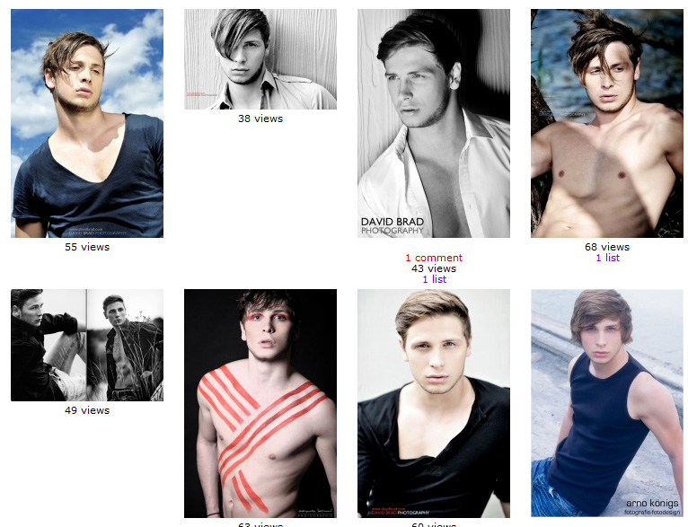 Auf der Plattform www.modelmayhem.com finden sich ein einige Bilder von Daniel Wiezorrek.