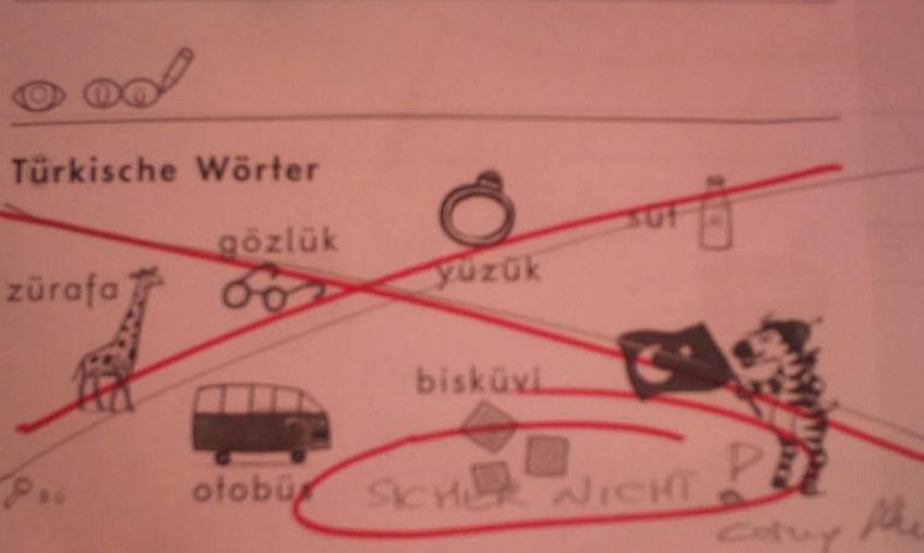 Arbeitsblatt mit türkischen Wörtern.