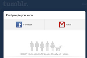 Bei Tumblr kann man Freunde nur noch über Gmail und Facebook suchen. Die Twitter-Option ist weg. Bei Tumblr kann man Freunde nur noch über Gmail und Facebook suchen. Die Twitter-Option ist weg.