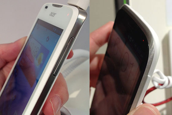 Bei Design und Basis-Ausstattung ähnlichen sich beide Geräte. Das Acer-Modell (links) kann optional mit Dual-SIM gewählt werden. 
