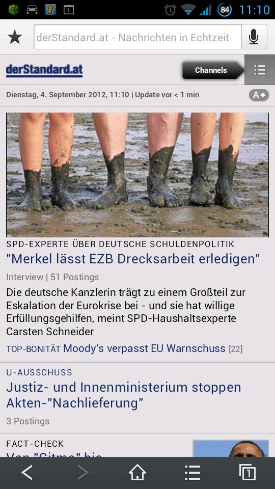 Die Anzeige diverser Webseiten klappt tadellos