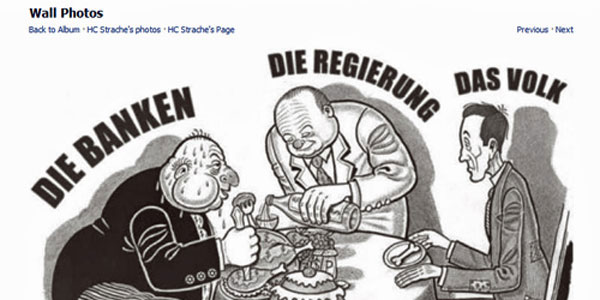  "Banker"-Karikatur auf Straches Facebook-Seite.