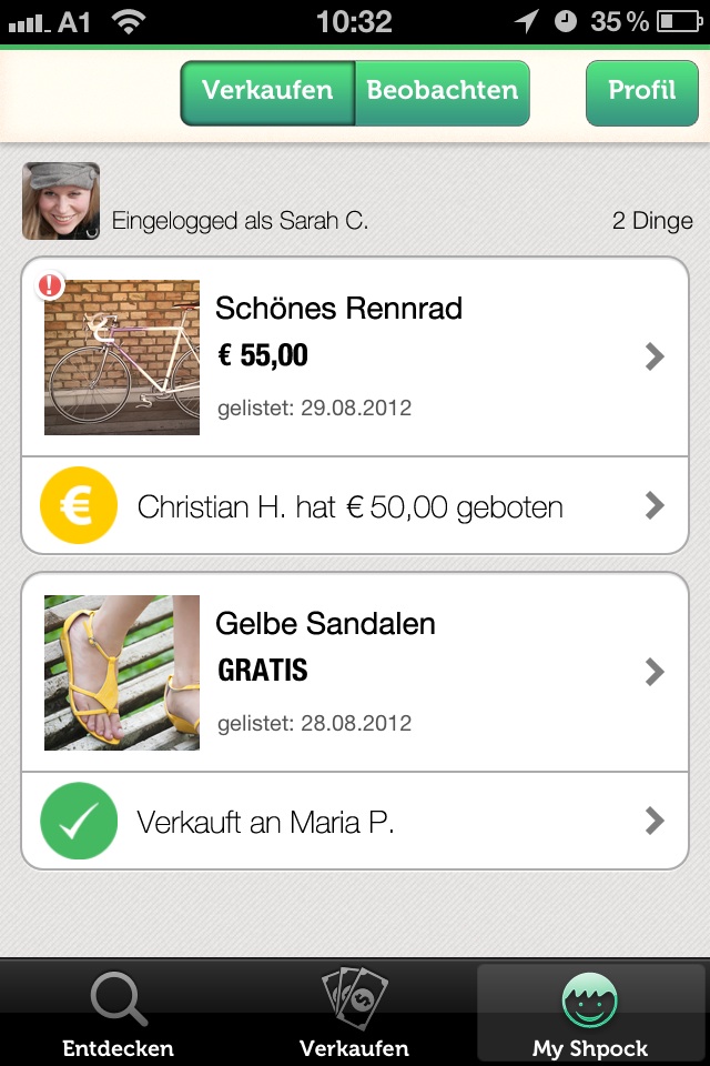 Um etwas zu kaufen, kann man sich einfach und schnell mit dem Verkäufer in Verbindung setzen