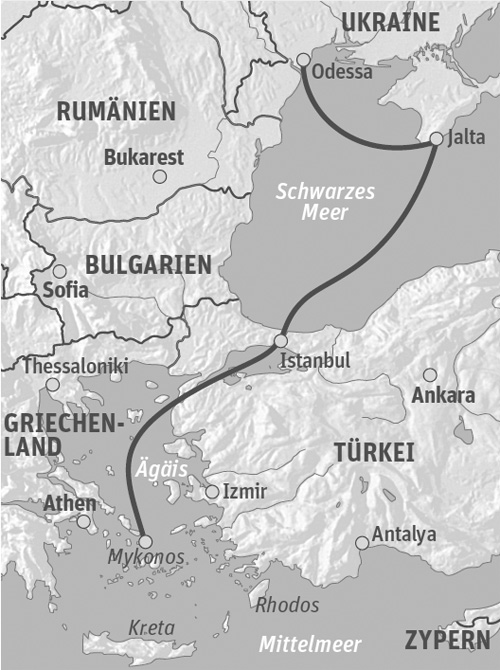 Anreise &amp; Unterkunft
Eine Reise auf der Crystal Serenity
 oder auf der baugleichen Crystal Symphony gibt es abhängig von der 
Reiseroute ab rund 1800 Euro pro Person. Die Reise "Black Sea Explorer" 
steuert die Schwarzmeerstädte Jalta, Odessa, Sotschi und Istanbul in 
unterschiedlichen Konstellationen an.
Preise verstehen sich inklusive Essen, Hafengebühren, Trinkgelder, 
Softdrinks, ausgewählter Weine, Champagner und Spirituosen, Shuttlebusse
 usw. Exkursionen an Land sind kostenpflichtig.
Buchbar über: vistatravel.de 