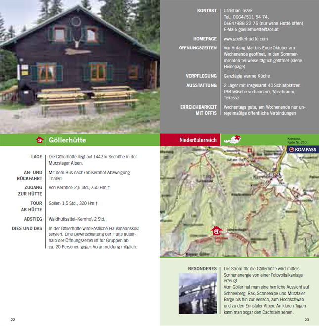 Zu jeder Hütte gibt es detaillierte Beschreibungen mit Adresse und Öffnungszeiten.