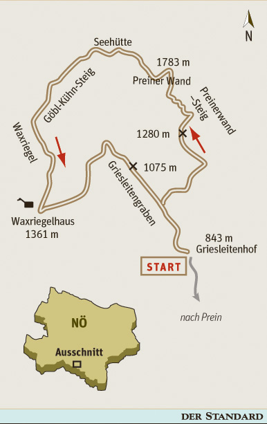 ÖK25V Blatt 4212-West (Schneeberg und Rax), Maßstab 15.000; Freytag & Berndt Atlas Wiener Hausberge, Maßstab 1:50.000 ÖK25V Blatt 4212-West (Schneeberg und Rax), Maßstab 15.000; Freytag & Berndt Atlas Wiener Hausberge, Maßstab 1:50.000