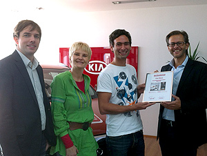 Thomas Rührl (MPG). Doris Kronberger, (MPG), Peter Greiner (Innocean) und Andreas Quiner (derStandard.at).