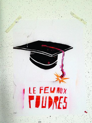 Einer der Drucke der "École de la montagne rouge", eines Kollektivs aus studentischen Grafikern, das den Protest visuell unterstützte.