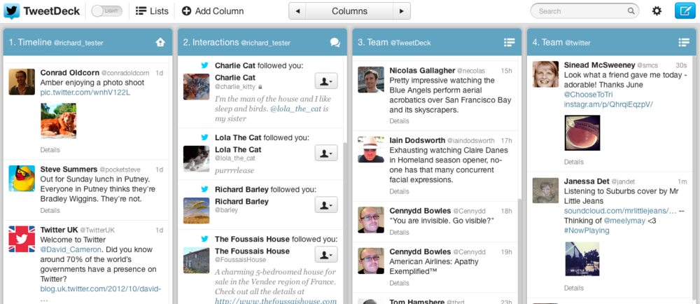 Das neue TweetDeck ist im Light Theme und im klassischen Theme nutzbar