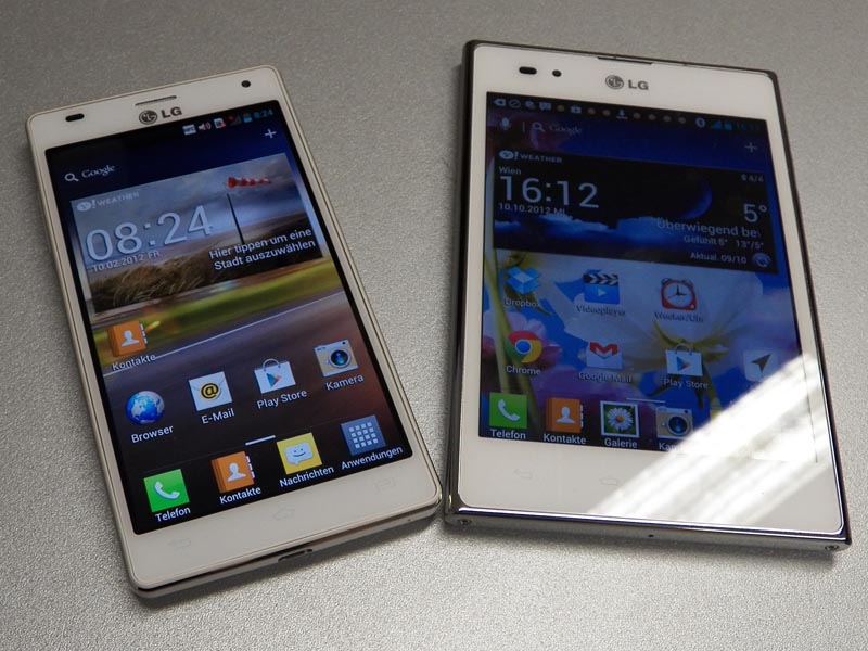 Im Vergleich: Das LG 4X HD (l.) und das Optimus Vu (r.).