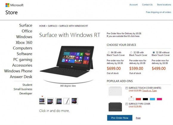 Das Surface im US-Store.