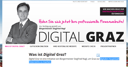 "Holen Sie sich jetzt Ihre professionelle Firmenwebsite!": Zur Verfügung gestellt von Bürgermeister Siegfried Nagl. "Holen Sie sich jetzt Ihre professionelle Firmenwebsite!": Zur Verfügung gestellt von Bürgermeister Siegfried Nagl.
