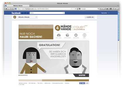 Die Facebook-Seite der "4 Wände 4 Hände"-Kampagne. Die Facebook-Seite der "4 Wände 4 Hände"-Kampagne.