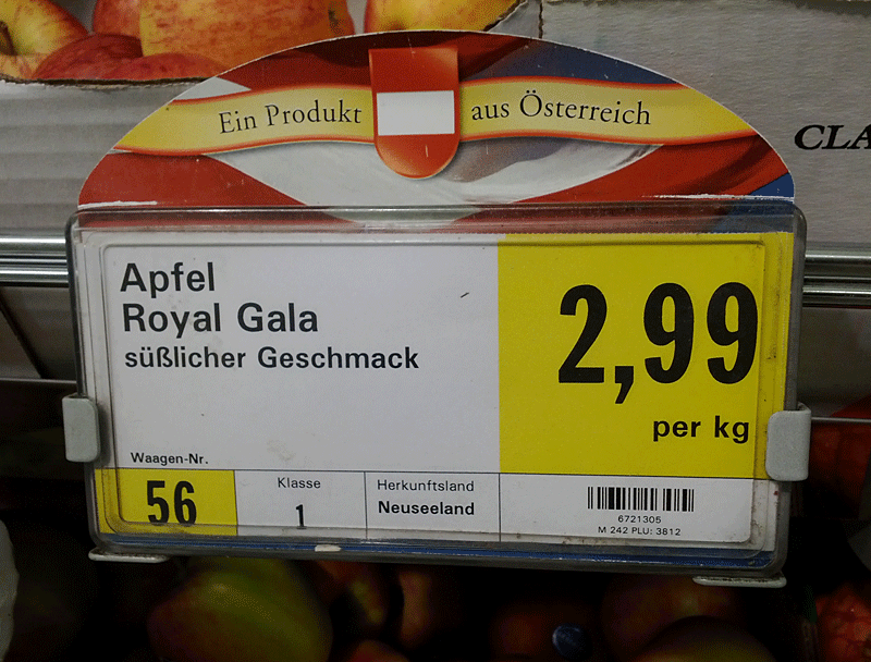 Einem aufmerksamen derStandard.at-Leser verdanken wir diese Aufnahme der Spar-Gourmet-Filiale Servitengasse, Wien.