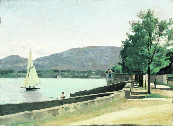 Jean-Baptiste Camille Corot: "Der Quai des Pâquis in Genf", Öl auf Leinwand, 1825.