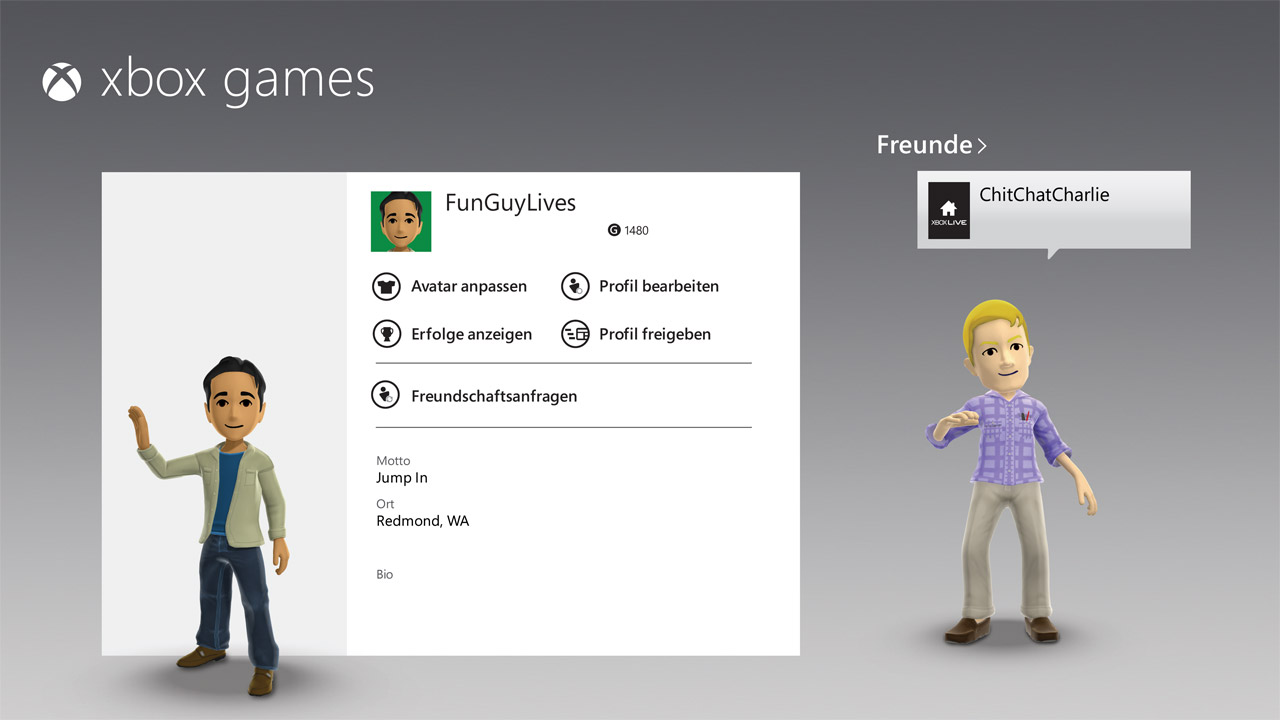 Verfügt man über einen Xbox-Live-Account, kann man über Windows 8 auch sein Profil bearbeiten und seinen Avatar gestalten.