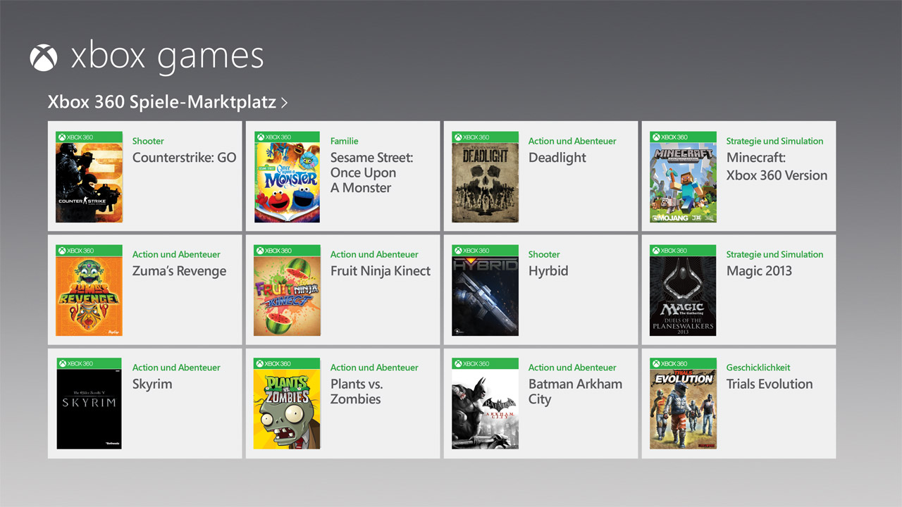 Weiters kann man auf seinen Xbox-Live-Account zugreifen, Spiele für die Konsole erwerben und diese dann sozusagen ferngesteuert für die Xbox 360 herunterladen.
