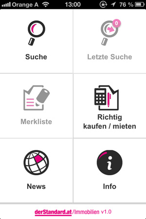 Objekte können in einer Merkliste verwaltet werden, die Suche speichert die letzten Suchkriterien Objekte können in einer Merkliste verwaltet werden, die Suche speichert die letzten Suchkriterien