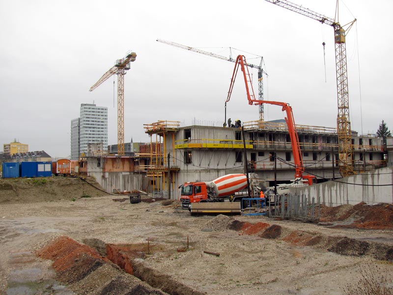 Bei der "Grünen Mitte" ist erst ein Objekt in Bau, nämlich jenes der GWG mit 62 Wohnungen.