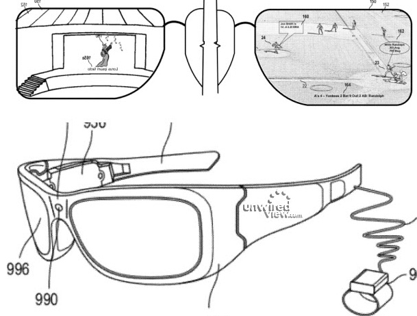 Diese Skizze ist dem Patentantrag beigefügt worden. Die Brille ist aber nur für Events gedacht und nicht zum ständigen Tragen.