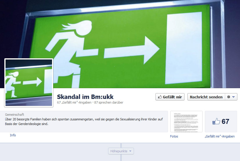 Eltern empören sich auf Facebook. Am Dienstag hatte die Seite 67 "Likes".