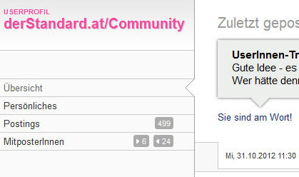 Beispiel für ein neues Userprofil. Beispiel für ein neues Userprofil.