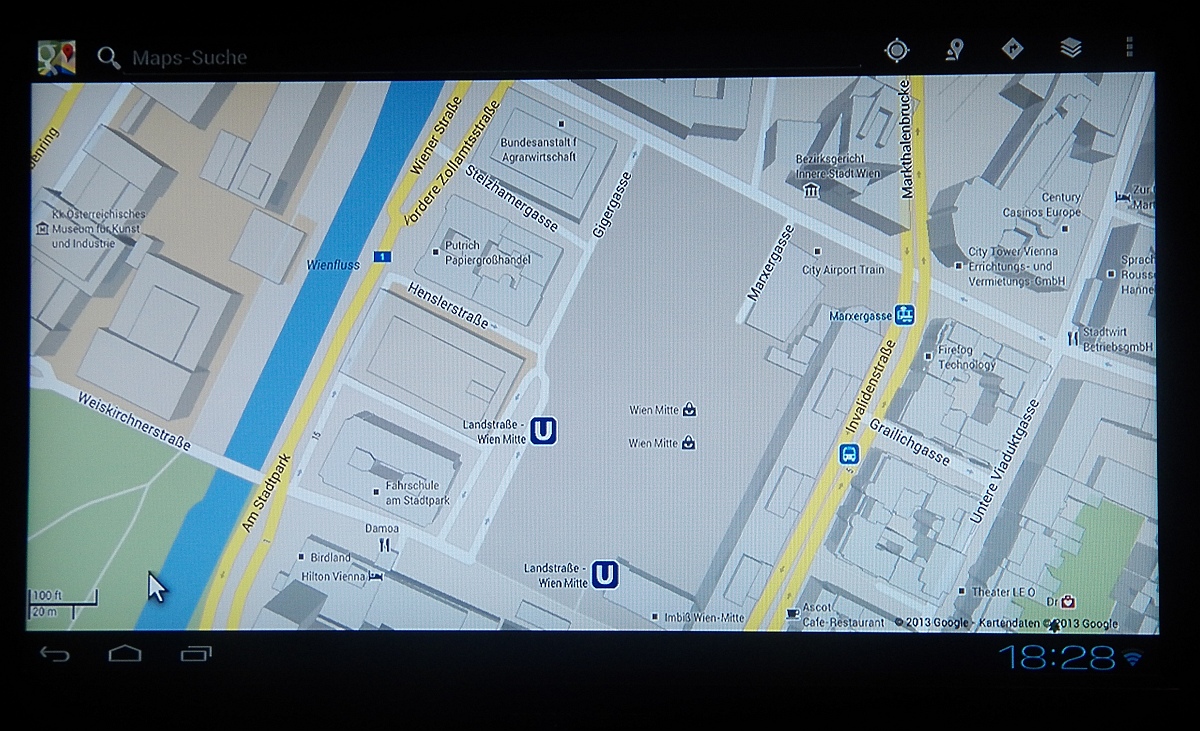 Auch Google Maps läuft, über ein GPS-Modul verfügt der PocketTV allerdings nicht.