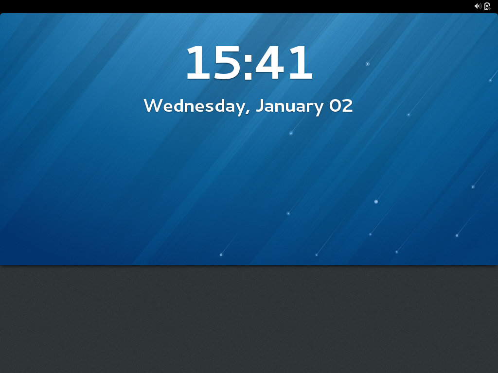 Der Lock Screen von GNOME 3.6 versteckt sich hinter einem virtuellen Vorhang.