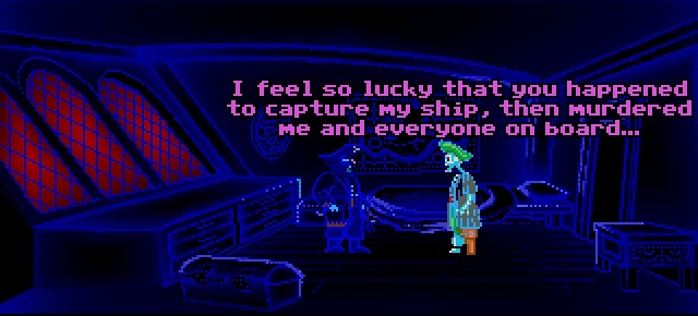 Bösewicht LeChuck und sein *mit dem Leben nach dem Tode außerordentlich zufriedener* oberster Diener Bob.