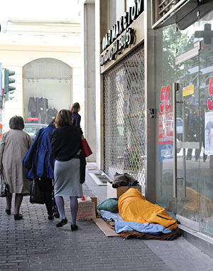 Obdachlos zwischen Gucci, Prada und Ralph Lauren.