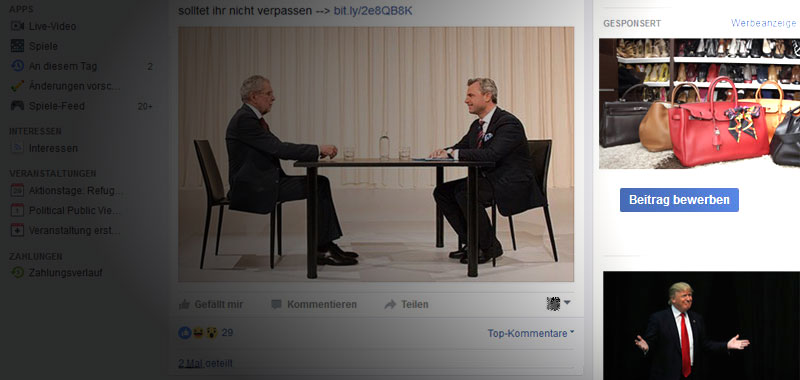 screenshot: facebook, montage: der standard