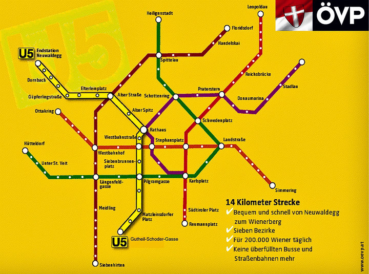 Wiener UBahnlinie U5 bleibt vorerst "Vision" Öffis in