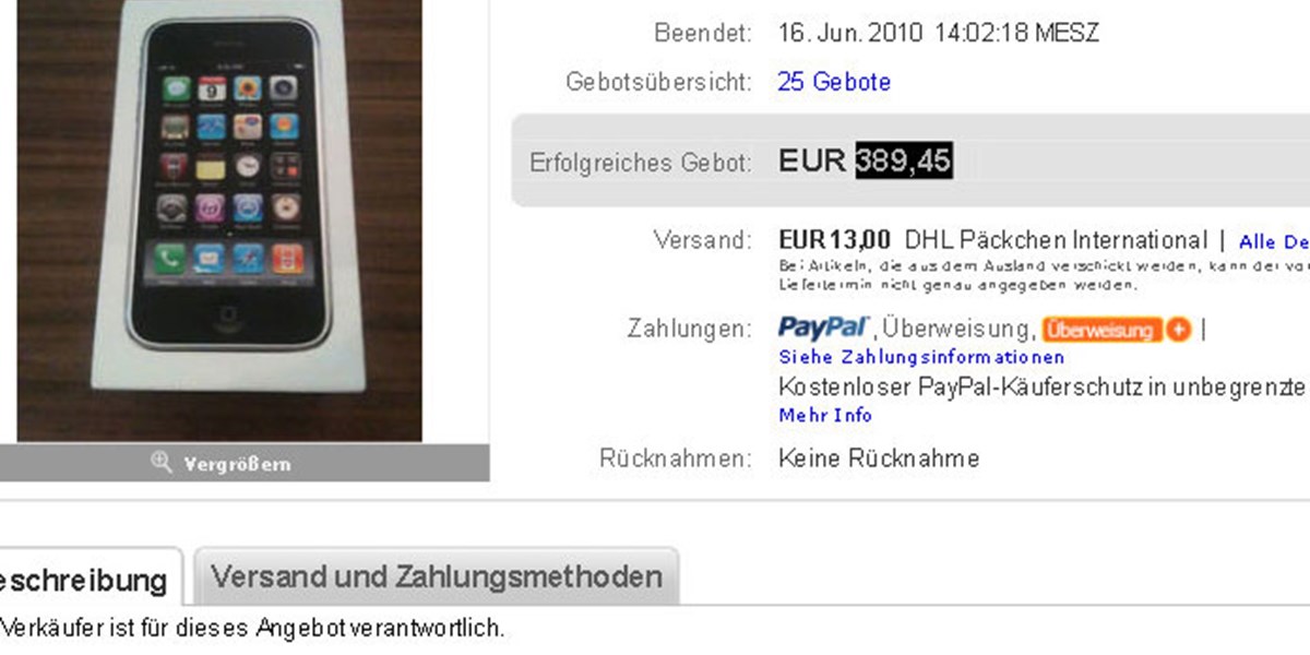 Ebay Falle Leere Iphone Verpackung Um 400 Euro Verkauft Apple Derstandard At Web