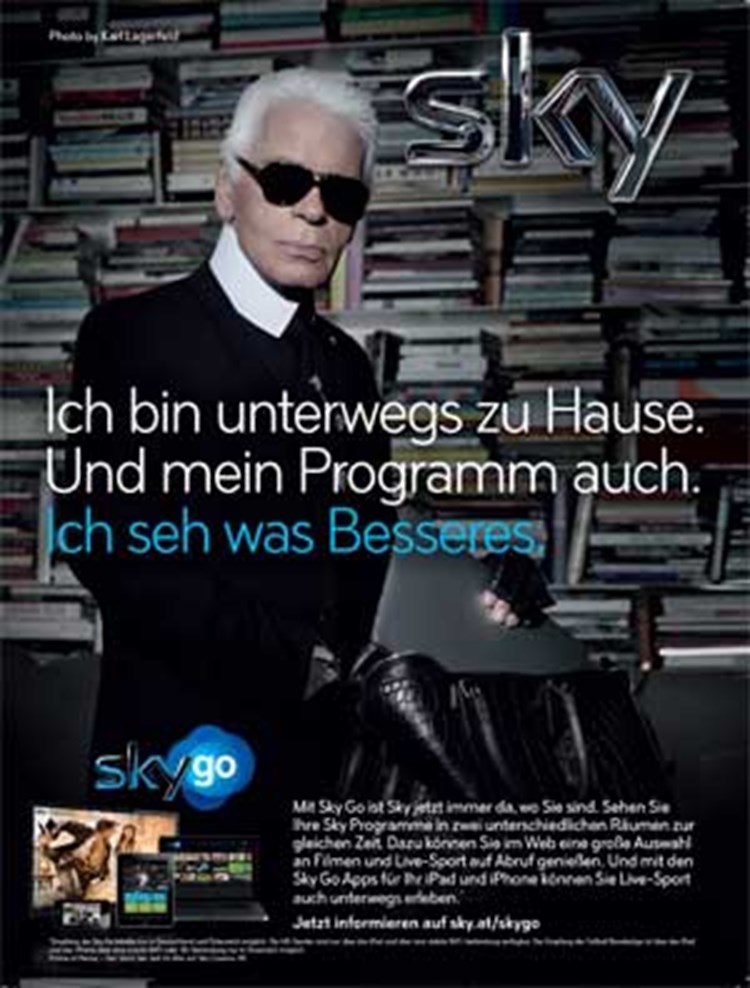 Sky Go Kampagne Mit Karl Lagerfeld Werbung Derstandard At Etat