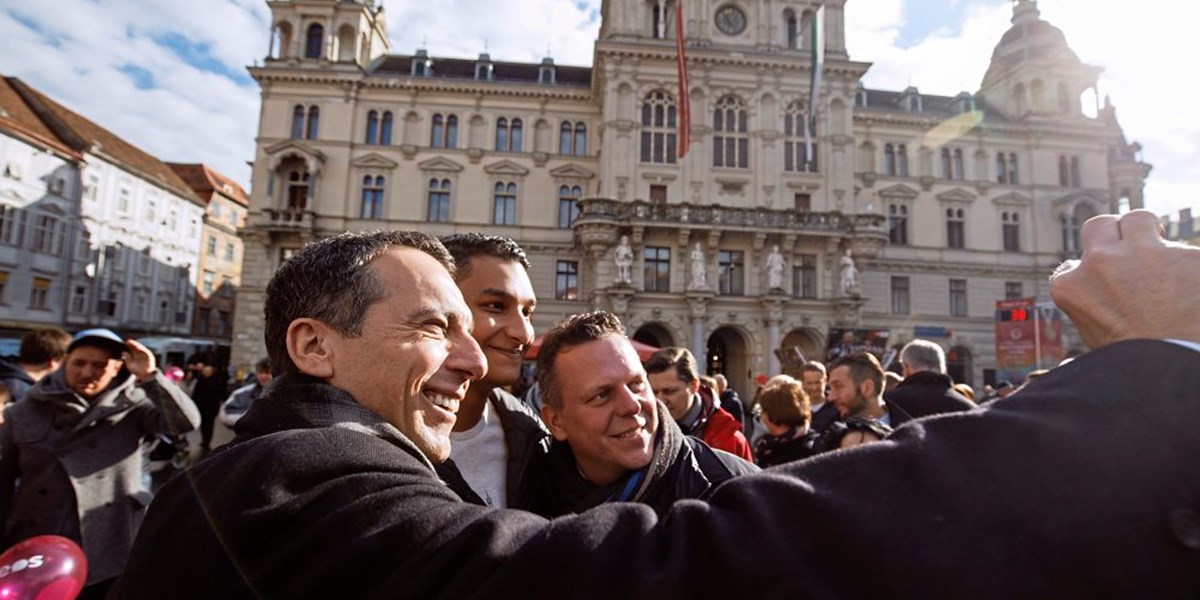 Graz: Kanzler Kern bei Wahlkampf, Tausende bei Demo gegen