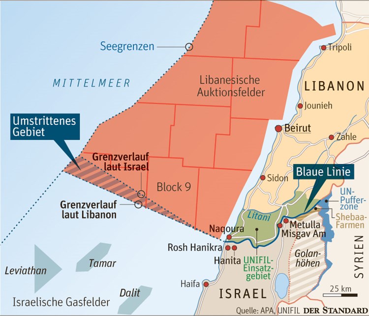 Israel Und Libanon Streiten Um Die Seegrenze Und Die Blaue Linie Libanon Derstandard At International